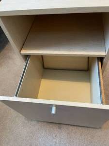 lot 235 image: Wooden Rolling Table With File Cabinet Drawer
