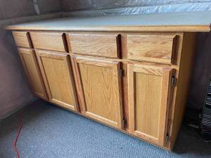 lot 409 image: Rolling Wooden Storage Unit