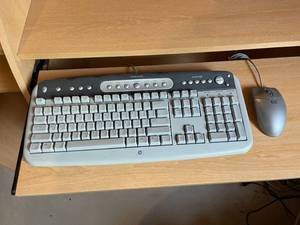 lot 435 image: Rolling Desk With Pull Out Keyboard Shelf