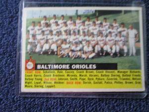 lot 129 image: 1956 Topps Baltimore Orioles Team C...