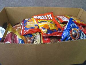 lot 299 image: Box of Assorted Bagged Snacks past ...