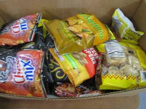 lot 303 image: Box of Assorted Bagged Snacks past ...