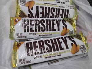 lot 407 image: White Hershey Bars w Almonds...