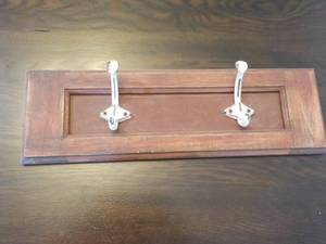 2 Iron Hooks on Wood Wall Rack 17 x...
