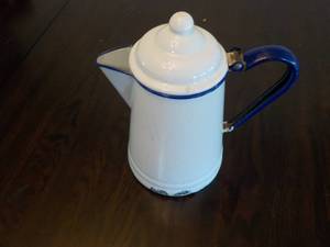 Blue and White Enamel Coffee Pot 10...