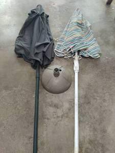lot 229 image: Two Patio Umbrellas with Stand