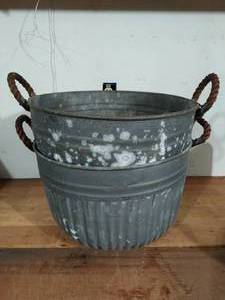 lot 310 image: Two Galvanized Hall Containers With Handles