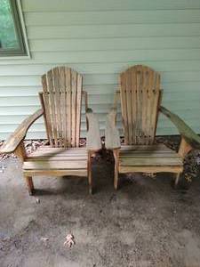 lot 412 image: Two Adirondack Wood Patio Chairs
