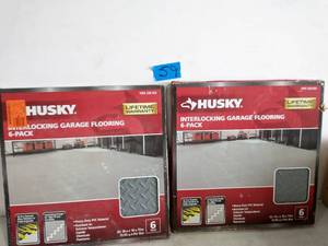 2 HUSKY 18.4 in. x 18.4 in. Gray PVC Garage Flooring Tile (6-Pack