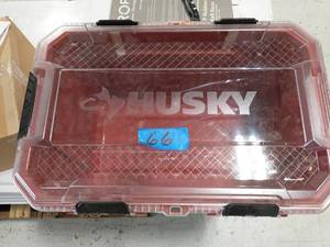 HUSKY 20-Gal. Professional Duty Waterproof Storage Container with Hinged Lid in Red