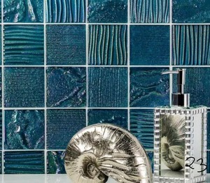 Marina Iridescent Aqua Squares 12 in. x 12 in. 8 mm Polished Glass Wall Tile (1 sq. ft.)