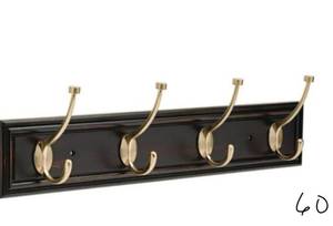 Galena 27 in. Vintage Black and Champagne Bronze Pilltop Hook Rack