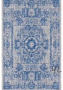 Azure Blue Timeworn Outdoor 6 ft. x 9 ft. Area Rug