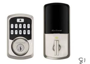 KWICKSET Aura Satin Nickel Single Cylinder Electronic Bluetooth Keypad Smart Lock Deadbolt featuring SmartKey Security