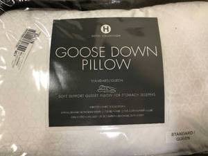 lot 104 image: Hotel Collection Goose Down 100% Cotton Soft Down Pillow (1), Standard, European White, NEW