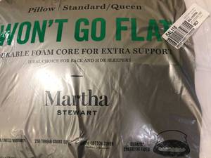 lot 117 image: Martha Stewart Collection Dream Science Wont Go Flat Foam Core Down Alternative Pillow Standard (1), White, NEW