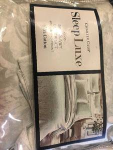 lot 154 image: Charter Club Sleep Luxe Aloe Scroll Cotton 800 Thread Count 3 Pc. Duvet Cover Set, King, NEW