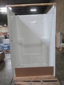 lot 300 image: Ella Bubbles 48 One-Piece Low Threshold Shower Stall in White with Center Drain ESM4836SHCWHT