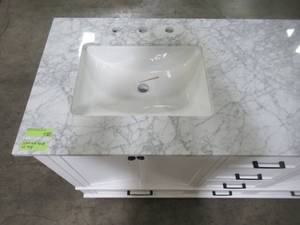 lot 423 image: Home Decorators Collection Merryfield 60 in. W x 21-12 in. D Bathroom Vanity Cabinet With Marble Top 19112-V60-WT