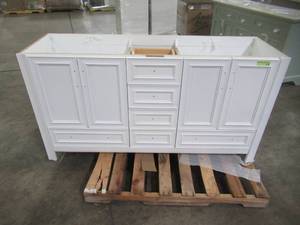 lot 409 image: Glacier Bay Candlesby 60 in. W x 19 in. D Bathroom Vanity in White CD60P2-WH