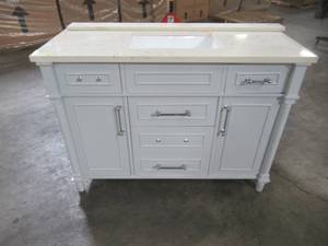 lot 412 image: Home Decorators Collection Home Decorators Collection Aberdeen 48 in. W x 22 in. D Vanity in Dove Grey with Marble Vanity Top