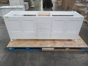 lot 413 image: Eviva Aberdeen 83.3 in. W x 22 in. D x 35 in. H Vanity in White EVVN412-84WH