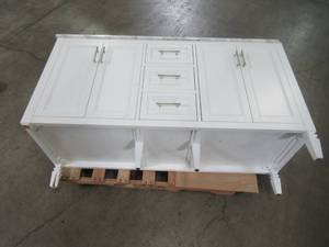 lot 416 image: Studio Bathe Dawlish 60 in. Vanity in White with Solid Surface Marble Vanity Top in White