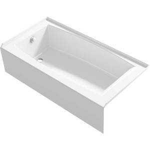 lot 110 image: Kohler Elmbrook 60 in. Left Drain Rectangular Alcove Bathtub with Integral Apron in White, K-R23217-LA-0.
