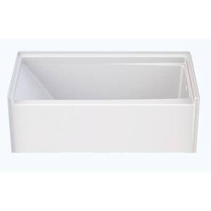 lot 112 image: Aquatic Capistrano 5 ft. Acrylx Applied Acrylic Right Drain Rectangular Apron Front Non-Whirlpool Bathtub in White, AX6030STUBR-WH. Scratch and small cracks near threshold.