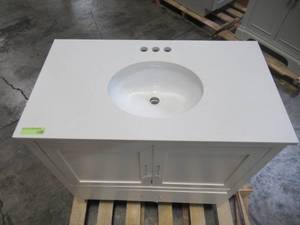 lot 340 image: Twin Star Home 36 in. W x 20 in. D Bath Vanity in White with Vanity Top in White with White Basin 36BV34011-T401