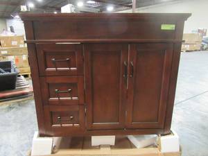 lot 343 image: Foremost Ashburn 36 in. W x 21.5 in. D x 34 in. H Vanity Cabinet Only in Mahogany ASGA3621D