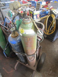lot 238 image: WELDING TANKS WITH CADDY AND ACCESSORIES