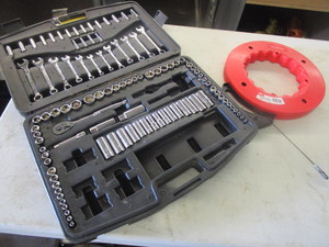 lot 345 image: STANLEY WRENCH AND  SOCKET SET AND A STEEL TAPE