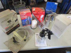 lot 358 image: SPRAY GUNS AND FACE SHIELDS