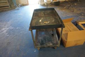 lot 63 image: 2 Level Metal Wheeled Shop Cart