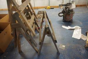 lot 82 image: Lot of 3 Wood Saw Horses