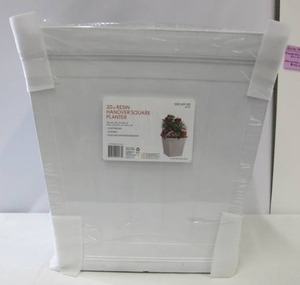 lot 517 image: 2-Pack Hanover 20 in. White Resin Beadboard Square Planter