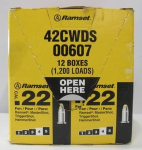 lot 580 image: Ramset (12 Boxes - 1200 Count) 0.22 Caliber Yellow Single Shot Powder Loads