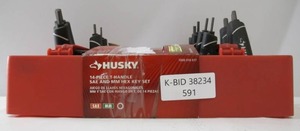 lot 591 image: Husky 11-Piece T-Handle SAE & MM Hex Key Set