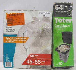 lot 594 image: 2 Boxes Trash Bags (60 Bags) 45 Gallon Capacity