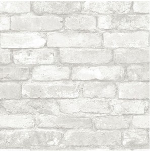lot 600 image: NuWallPaper Grey And White Brick Vinyl Peel & Stick Wallpaper Roll (Covers 30.75 Sq. Ft.)