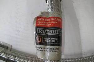 lot 611 image: 3-Pack Everbilt Stainless Steel Water Heater Supply Line 34 in. FIP x 34 in. FIP x 24 in.