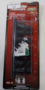lot 626 image: Husky 7-Piece 38 in. Drive SAE Pinless Universal Impact Socket Set (7-Piece)