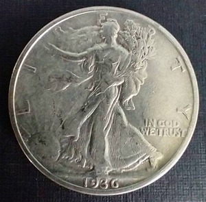 1936 Walking Liberty 90% Silver Half Dollar