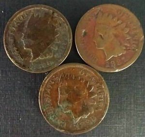 3 Indian Head Pennies