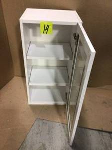 lot 14 image: Designer Series Edgeley Assembled 15x30x12 in. Wall Kitchen Cabinet with Glass Door in White (customer return) (see pictures) 