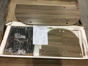 lot 26 image: Chicopee 42 in. Sandstone Composite TV Stand Fits TVs Up to 43 in. with Open Storage (customer return) (see pictures)  