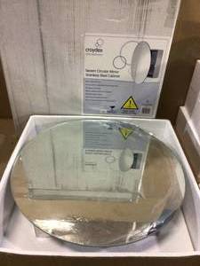 lot 35 image: Croydex Severn Circular Door Bathroom Mirror Cabinet Stainless Steel (customer return) (see pictures) 