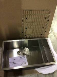 lot 48 image: AKDY KS0060 Handcrafted All-in-One Undermount Stainless Steel Single Bowl Kitchen Sink (customer return) (see pictures) 