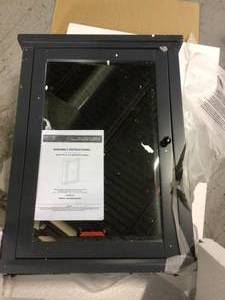 lot 50 image: Merryfield 24 in. W x 32 in. H Framed Surface-Mount Bathroom Medicine Cabinet in Dark Blue-Gray (customer return) (see pictures) 